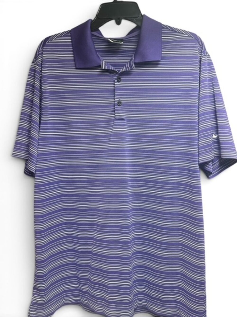 Nike Golf Dri-FIT Polo Shirt Men's XL Purple Stripe Performance Stretch Top
